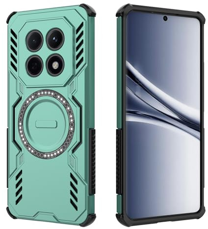 ESHUYI Funda Magnética para Xiaomi Redmi Note 15 5G/Xiaomi Poco M8, Carcasa Antigolpes con Esquinas de Airbag, Disipación de Calor, Híbrida TPU+PC, Verde