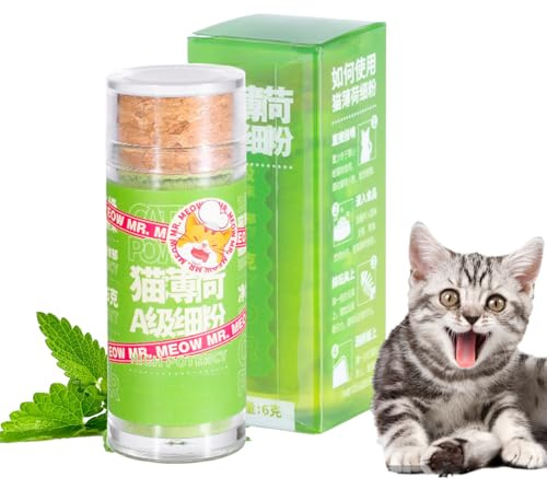 Generisch Katzenminze In Pulverform - 6 Gramm Katzengras Pulver - Katzen Haarballen Leckerlis - für Haarreinigung Verdauung Gesundheit gegen Langeweile für Wohnungskatzen mittelgroße und große