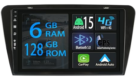 [6+128GB] Keconsing 10.1 Android 15 Autoradio per Skoda Octavia 3 2013-2018 Radio Carplay Wireless Car Play GPS Auto Navi Screen Bluetooth Mirror Link Player Stereo Touch Screen SWC WIFI FM