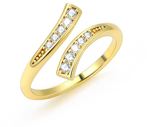 ALEXCRAFT Damen Silber Ringe mit Zirkonia Gold Verstellbare Stapelbar Ring | Verstellbare Offen Wassertropfen Chunky Breit Ring mit Zirkonia Glänz Stein Verlobungsring Eheringe Daumen Ring Damen Frauen