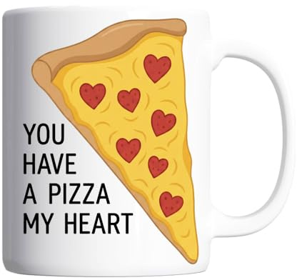 Pickhut You Have a Pizza My Heart Mug – Funny Love Coffee Mug for Boyfriend Girlfriend Husband Wife – Cute Romantic Gift for Valentine’s Day, Anniversary or Birthday – 11oz Ceramic Cup