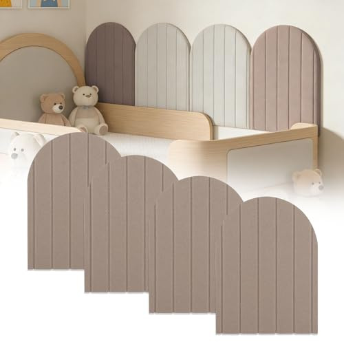 4 Stück 43 x 32cm 3D Wandpaneele, Filz Pinnwand, Wandschutz Filz-Paneel Dekorative Wandpaneele Selbstklebend Antikollision für Büro, Zuhause, Schlafzimmer, Wanddekoration (Dunkle Kamelfarbe)