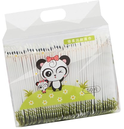 Rengue Mini Portable Wet Wipes, Gentle Cleansing for Face and Hands, 50 Pcs, Travel Size Mini Portable Wet Wipes, Non Woven Fabric, Nan Household Daily Necessities (Panda Meimei 50 tablets pack)