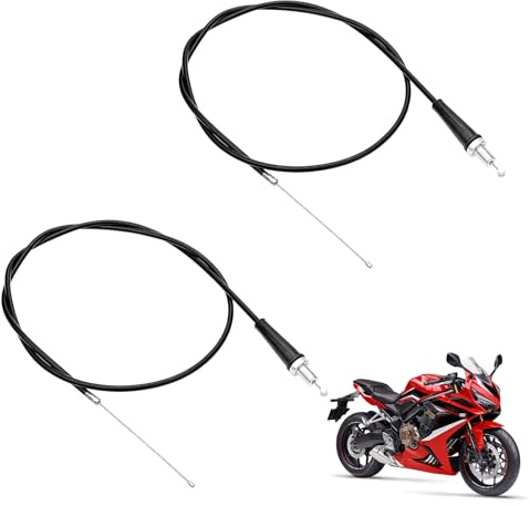2 Pcs Motorrad Gaszug 110cm, Gerader Kopf, Edelstahl und Kunststoffummantelt, Universell Einsetzbar für Pit Motorrad, Hohe Zuverlässigkeit und Einfache Installation, Schnellgasgriff Motorrad