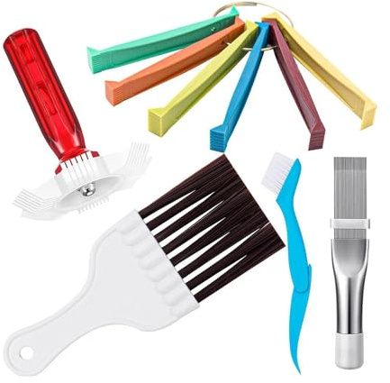 rflaueo 10Pcs Air Conditioner Fin Comb Cleaner kit, AC Fin Comb and Coil Cleaning Brush Kit, Home Appliance Maintenance Tools for Air Conditioner, Fridge, Fan(L59-1)