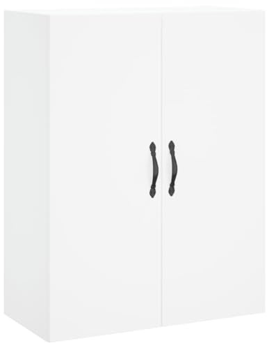 QJBSAVVA Armadietto da parete bianco, 69,5 x 34 x 90 cm, in legno, con 3 scomparti e ante, elegante armadio sospeso per soggiorno, corridoio e ufficio