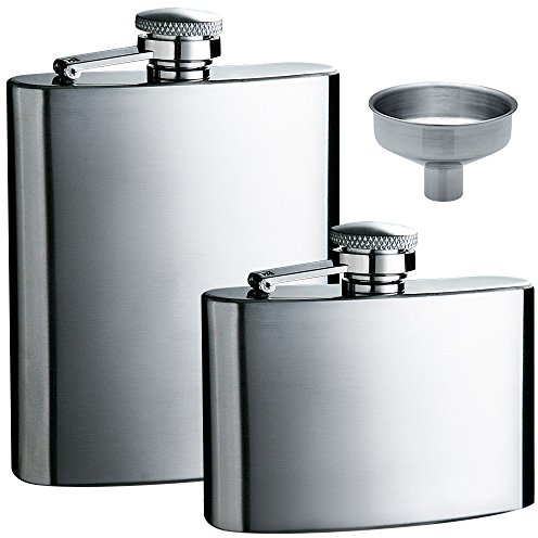 Frasco de cadera 5oz y 8 oz con embudo Handy, mimi 2 paquetes de acero inoxidable fuga a prueba de licor Hip con embudo para almacenar whiskey/alcohol.