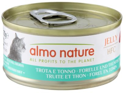 almo nature HFC Jelly Wet Cat Food with Tuna & Squids (Pack of 24 x 70g Tins)