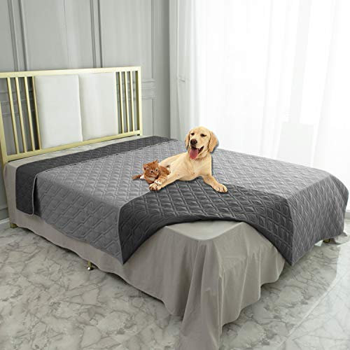 Ameritex wasserdichte Hundedecke für Bett Couch Sofa, 82x82 Inches, Grau+Dunkelgrau