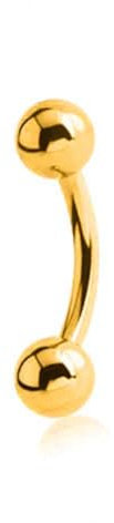 Jewel Barrel Curved Barbell Eyebrow Piercing Jewellery Bar Ring Anodized Steel, 16G (Gauge) 6, 8, 10mm Length with Balls (Gold, 6)
