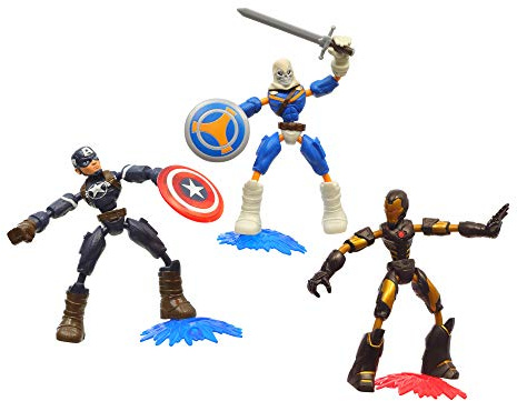 Marvel Avengers - Bend and Flex Pack 3 Figurines - Taskmaster vs Iron Man & Captain America
