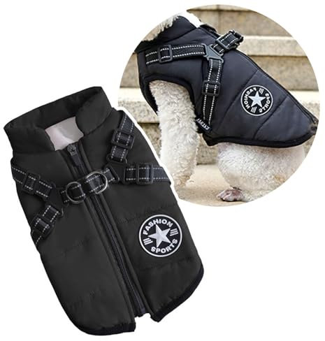 Oncpcare Hundemantel mit Geschirr für kleine Hunde, warmer Hunde-Wintermantel, Haustier-Jacke für Katzen, Welpen, kleine Hunde