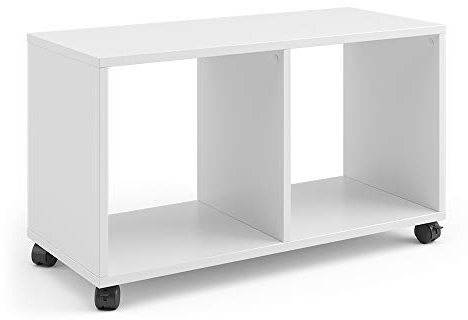 Vicco Couchtisch, Beistelltisch auf Rollen, Weiß, 72 x 30.8 cm
