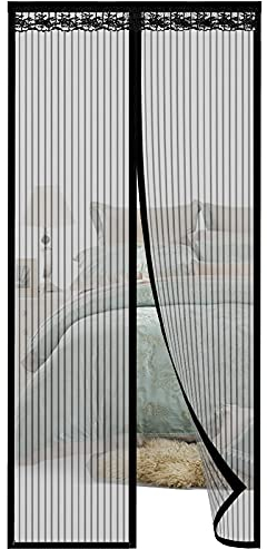 EMSMIL Zanzariera Magnetica per Porte 100x220cm Nero Rete Tenda per Porta Esterna Antizanzare Chiusura Automatica Anti Insetti Traspirante Tende Magnetiche per Finestre Balcone Soggiorno