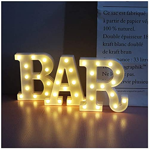 SUQ Lettres Lumineuses à LED Lampe, Alphabet Lumineux Lampe, Lettre Decoration, Panneau de Bar Lumineux, Alimentées Par Piles, pour Décoration de Bar, Pub, Maison, Fête de Mariage, Murale
