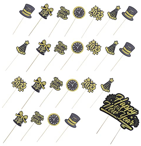 Amosfun 25Pcs Frohes Neues Jahr Kuchen Topper Kuchen Topper Kuchen Picks Neue Jahr Kuchen Dekorationen Silvester Party Dekorationen Liefert Kuchen 2022 Ornamente