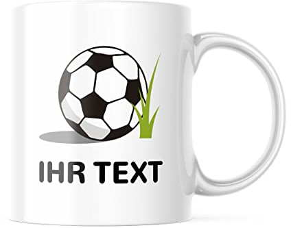 STEMPEL-FABRIK – personalisierte Tasse mit Namen – Teetasse mit Wunschtext individuell gestalten – perfekte Geschenkidee für Kinder & Freunde – Keramiktasse beidseitig bedruckt (330 ml | Fußball)