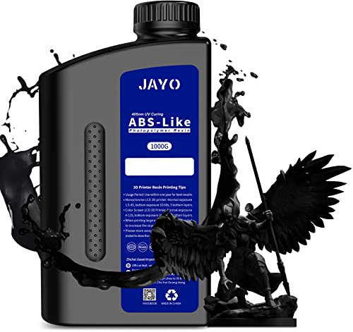 JAYO ABS-Like 3D Drucker Resin 1000g Schwarz, UV-Härtendes Harz 405nm 3D Druck Flüssigkeits Rapid Photopolymer Resin für 2K 4K 6K 8K LCD SLA Resin 3D Drucker, Nicht Spröde, Schlagfestigkeit
