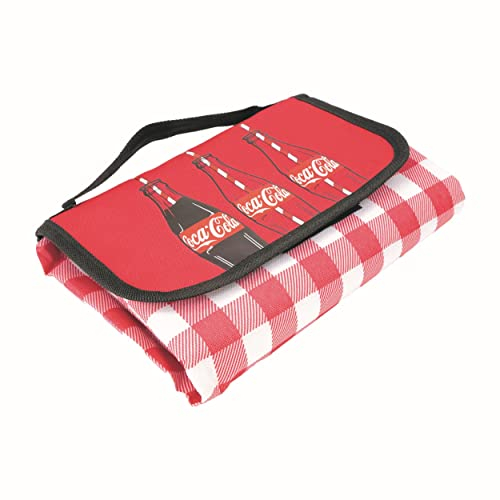Kimm & Miller Coca Cola Picknickdecke wasserdicht – Stranddecke mit Tragegriff – Original Coke Merchandise karierte Campingmatte – 200 x 147 cm – Polyester-Material