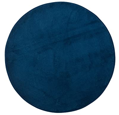 Gözze - Premium Rutschfester Runder Badezimmerteppich, RIO, 100% Microfaser, Ø 110 cm - Dunkelblau