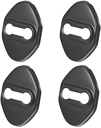 X AUTOHAUX 4pcs Stainless Steel Car Door Lock Latches Cover Black Titanium Tone