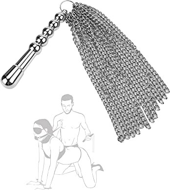Látigo de cadena de látigo de metal plateado - El movimiento rápido estimula los latidos del corazón