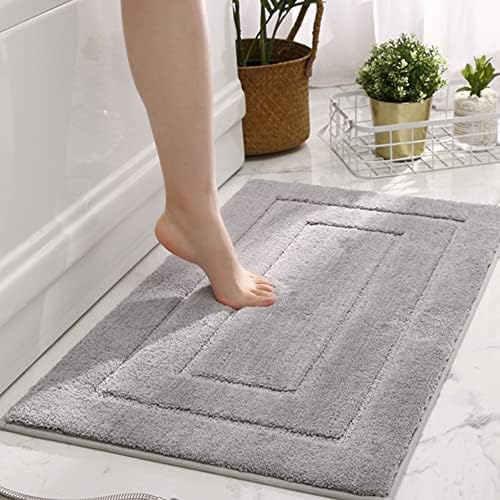 GRANNY SAYS Badteppich 40x60 cm, Badezimmerteppich Grau, Badematte rutschfest, Super Weicher Badteppich rutschfest Waschbar Absorbierend, Badvorleger für Badezimmer, WC Teppich, Dusche und Toilette