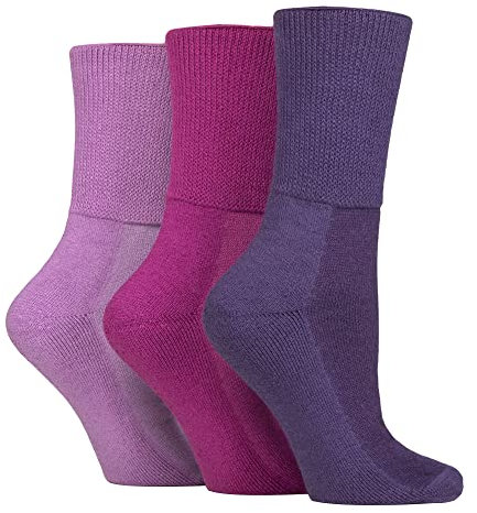 IOMI Footnurse - 3 Pack Unisex Extra Wide Bamboo Diabetic Socks | 4 Sizes | For Swollen Feet & Legs | Smooth Toe Seam | Cushioned Foot (4-8 UK, Blackberry)