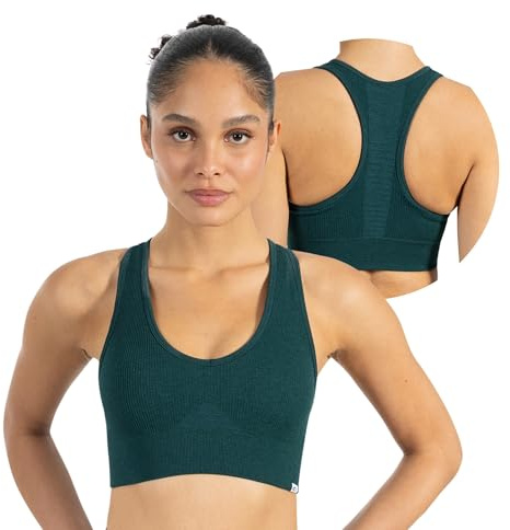SMILODOX Sport BH Damen Amaze Pro - Blickdicht rutschfest Sport Bra - Seamless Gerippter Stoff Crop Top - Atmungsaktive Yoga Tank Top für Fitness & Gym