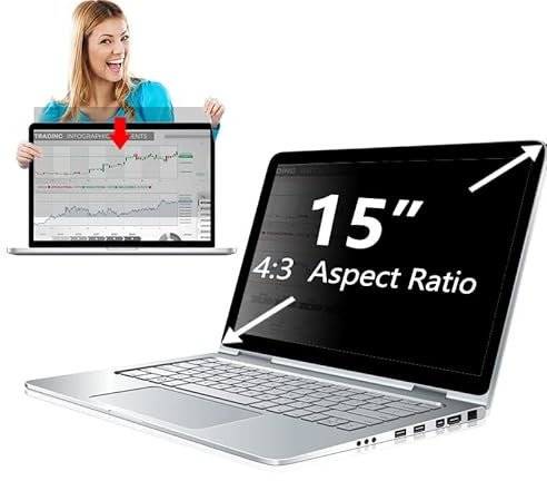 QYiiD Écran de confidentialité pour ordinateur portable 15 compatible avec Lenovo Hp, Dell, Acer, Asus, Thinkpad, Envy Xps, aspect 4:3, protecteur de filtre amovible, anti-reflets lumière bleue pour