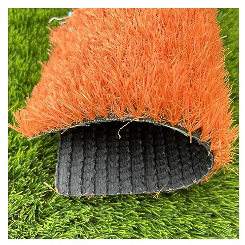 XILYZMO Rasenteppich, Draussen Anti-UV Rasenmatte, Mit Entwässerungslöcher Gefälschte Grasrolle, Verschleißfest rutschfest Hohe Dichte Künstlicher Grasteppich (Farbe : Orange, Größe : 59x 157(in))