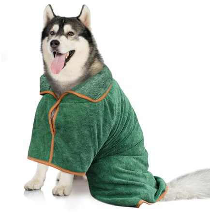 vsshe Accappatoio per Cani Microfibra, Accappatoio per Cani Super Assorbente, Accappatoios per Canis con Fibbia Adesiva Regolabile per Animali Domestici per Dopo Bagno, in Spiaggia la Pioggia (XL)