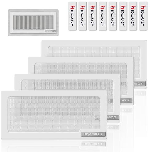 Cubiertas magnéticas de ventilación de suelo 30,5 x 14 cm, 4 Piezas cubierta de rejilla de ventilación de aire, Cubiertas de ventilación para el hogar, piso, techo, Registros de aire estándar, blanco