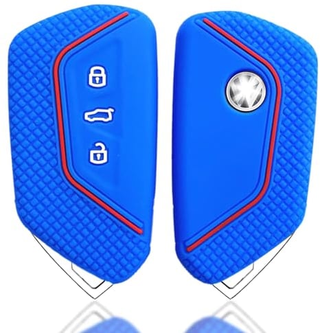 Kesiku Vw Schlüsselhülle für Vw Skoda Octavia Golf 8 7 5 MK 4 Tarraco Ateca Cupra Formentor Seat Ibiza Leon Schlüssel, Cupra Formentor Schlüsselcover TPU, Golf 8 Schlüsselhülle Silikon-3 Tasten Blaue