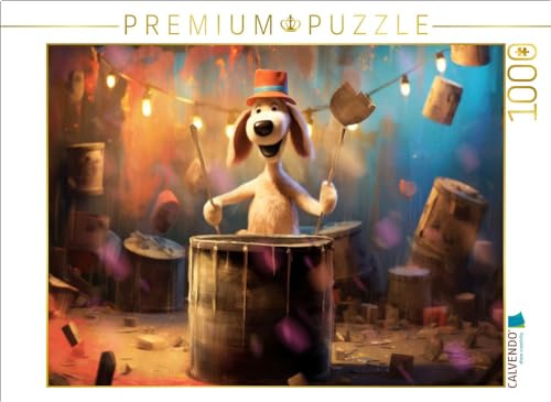 CALVENDO Puzzle Hund Balou schlägt die Pauke | 1000 Teile Lege-Größe 64 x 48 cm Foto-Puzzle für glückliche Stunden