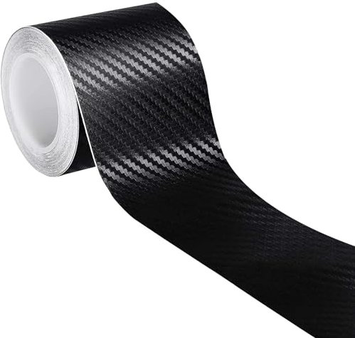 Rotolo di pellicola protettiva in vinile in fibra di carbonio, 3 cm x 5 m, colore nero, adesivo per battitacco auto, universale, effetto 3D, per protezione portiera anteriore, paraurti posteriore e