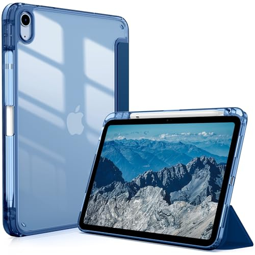 CACOE Funda Compatible con iPad 11.ª Generación (A16) 11 2025 / iPad 10.ª Generación 10.9 (2022) (A2757/A2777), Funda Trasera Transparente con Portalápices Compatible,Mar Azul