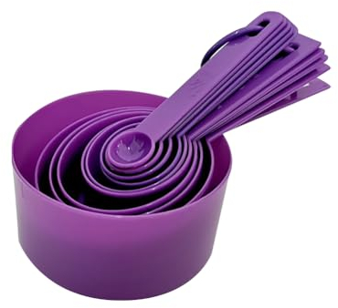JIHUOO 10 Pcs Plastic Measuring Cups and Spoons Set Coffee Measuring Scoops Liquid Ingredients Spoons Dry Goods Spoons Kitchen Powder Spoon Scoop Purple