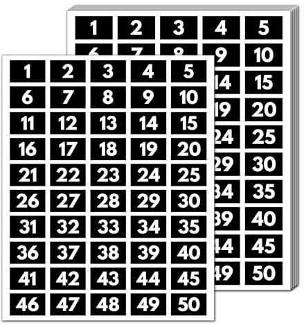 15 Sets - Number Stickers 1-100, Vinyl Stick On Numbers - White, 40 x 25 mm | Waterproof, Peel and Stick