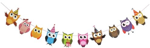 TOYANDONA Cartoon-banner Mit Eulenmuster Jungen- Und Mädchenzimmerflagge Für Geburtstagsparty-dekorationen Personalisiertes Banner Zum Ersten Geburtstag