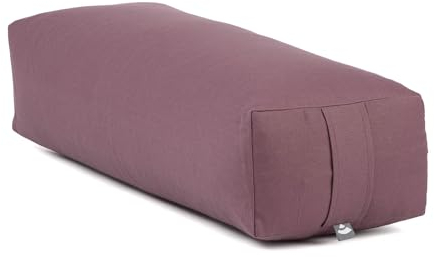bodhi Yoga Salamba Bolster Eco | Waschbarer Bezug aus 100% Bio-Baumwolle | Yogarolle eckig mit Bio Dinkelfüllung | Yogakissen groß für Restoratives Yoga | Maße: 63,5 x 26,5 x 20,5 cm (dusty purple)