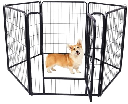 Froadp 6-TLG Welpenauslauf Hundezaun mit Tür Welpenlaufstall 65 x 80 cm Laufgitter Tierlaufstall Freigehege Gehege Welpenzaun Hundeauslauf Freilaufgehege Zaun Laufstall für Hund