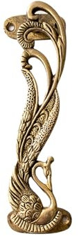 Generic Antique Brass Door Handle - Left-Facing Peacock, Gold, Jaguar Design 1