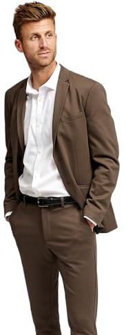 Performance Blazer Herren Dunkelbraun (Größe 58) – Stylischer Slim Fit Herren Stretch Sakko – Stretch Anzugjacke – Bequemer, praktischer Zwei Knopf Sakko für Business & Freizeit