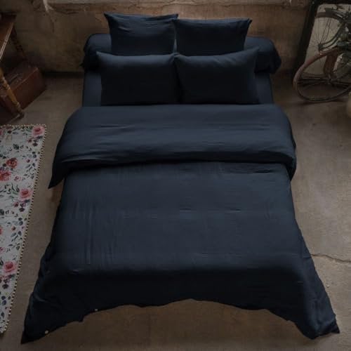 Housse de Couette 240x260 cm en Gaze de Coton Minuit