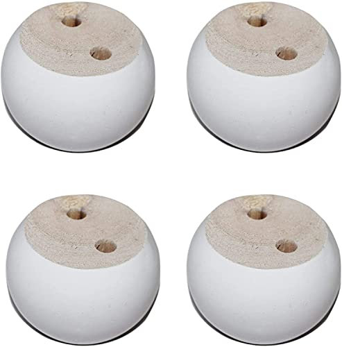 Lot de 4 pieds de meubles de rechange en bois massif, pieds ronds en pain d'eucalyptus de 5 cm, pieds de canapé, pour tables, armoires, tables basses, pieds de meuble TV (couleur : blanc) (blanc)