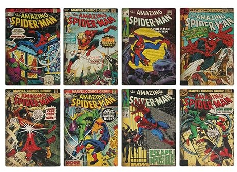 Spiderman Lot de 8 dessous-de-verre sous licence officielle de la série Gamer et Comic Series Décoration et cadeau, accessoire de bureau et table basse de super-héros Marvel nostalgique Paladone