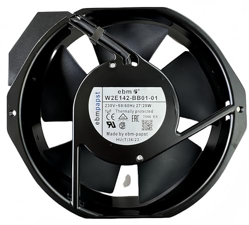 Ventilador de refrigeración ebm-papst W2E142-BB01-01 7056ES, ventilador de metal resistente a altas temperaturas, 230 V, 50/60 Hz, 27/28 W, 172 x 150 x 38 mm, ventilador de refrigeración de flujo