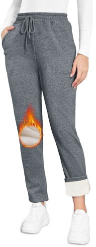 Kfnire Pantaloni Tuta Donna Invernali in Pile a Vita Alta Pantaloni Termici Donna Joggers con Tasche e Coulisse