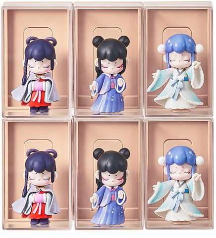 6Pcs Acryl Vitrine für Minifiguren, Wand montiert Staubdichte Schaukasten Für Pop Minifiguren, Acryl Vitrine Klarsicht Aufbewahrungsbox, Mini-Schutz Lagerung Display-Schrank mit ID-Karte Slot(Rosa)